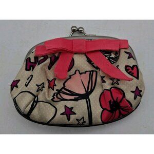 COACH Poppy Pattern with pink Bow Kisslock Coin Purse